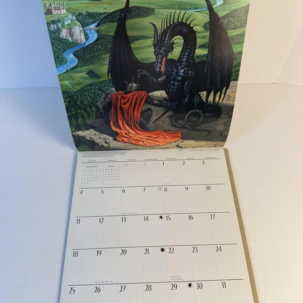 Vintage Dragon By Ciruelo 2004 Wall Calendar Tidemark Fantasy Dragon Art USA